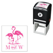 2 Flamingos Paar Hochzeit 2 Anfangsmonogramm Permastempel (Beispiel)