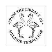 2 Flamingos Stehender Bibliotheksname Gummistempel (Prägung)