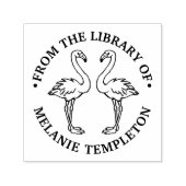 2 Flamingos Stehender Bibliotheksname Permastempel (Design)