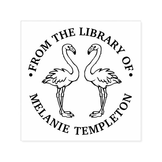 2 Flamingos Stehender Bibliotheksname Permastempel (Design)