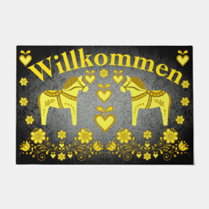 2 Folk Dala pferd gold/silber Willkommen Fußmatte