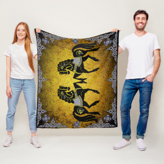 2 Folk Friesian/Frisian silver/gold/black hallion Fleecedecke