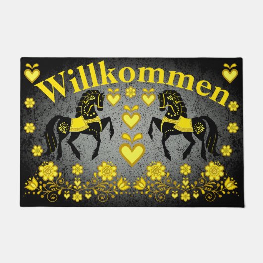 2 Folk Friesian, gold/silber Willkommen, willkomme Fußmatte (Vorderseite)