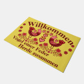 2 Folk Vögel einer Feder, Willkommen, rot Fußmatte (Schrägansicht)