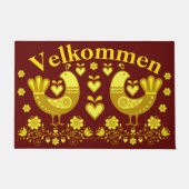 2 Folklopfvögel, Gold/Ziegelstein Velkommen, willk Fußmatte (Vorderseite)