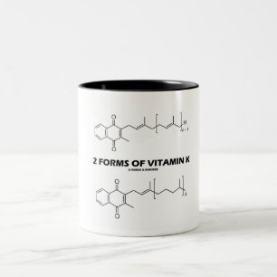 2 Formen Vitamin K (chemische Moleküle) Zweifarbige Tasse