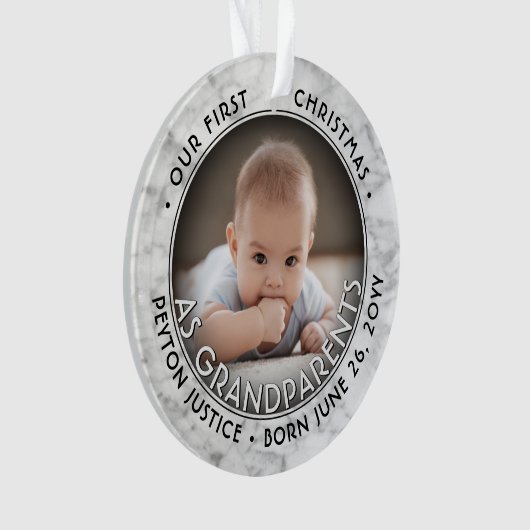 2 Foto 1. Weihnachten als Großeltern Imitate Marmo Ornament (Vorderseite)