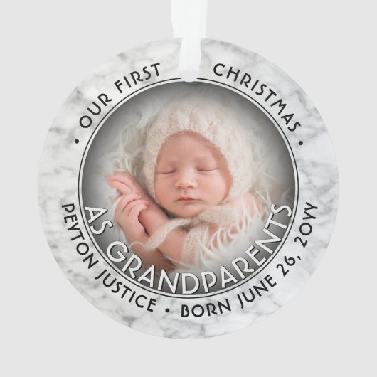 2 Foto 1. Weihnachten als Großeltern Imitate Marmo Ornament (Rückseite)