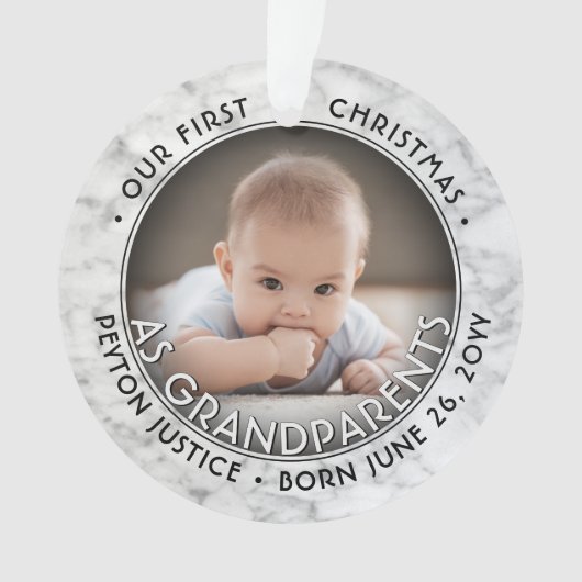2 Foto 1. Weihnachten als Großeltern Imitate Marmo Ornament (Vorderseite)