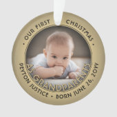 2 Foto 1 Weihnachten als Großeltern Schwarz & Gold Ornament (Vorderseite)