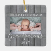 2 Foto 1. Weihnachten Großeltern Grau Imitate Holz Keramikornament (Vorderseite)