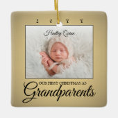 2 Foto 1 Weihnachten Großeltern Imitate Gold Keramikornament (Vorderseite)