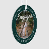 2 Foto 1. Weihnachten Verlobt Elegant Grün Weiß Ornament (Vorderseite)