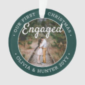 2 Foto 1. Weihnachten Verlobt Elegant Grün Weiß Ornament (Vorderseite)