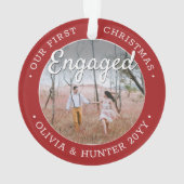 2 Foto 1. Weihnachten Verlobt Elegantes Rot & Weiß Ornament (Rückseite)