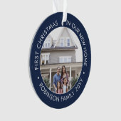 2 Foto 1 Weihnachtsbaum Navy Blue White Ornament (Vorderseite)