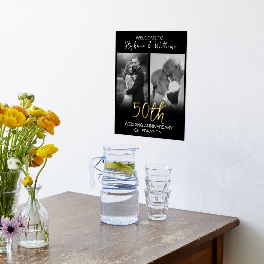 2 Foto 50. Hochzeitstag Begrüßungszeichen Foliendrucke (Ablage(Küche))