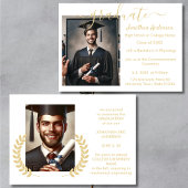 2 Foto Abschluss Collage Script White & Gold Ankündigung