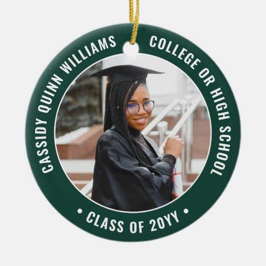 2 Foto Abschluss Elegant Modernes Grün und Weiß Keramik Ornament (Vorne)