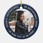 2 Foto Abschluss Elegant Modernes Navy Blue & Gold Keramik Ornament (Hinten)