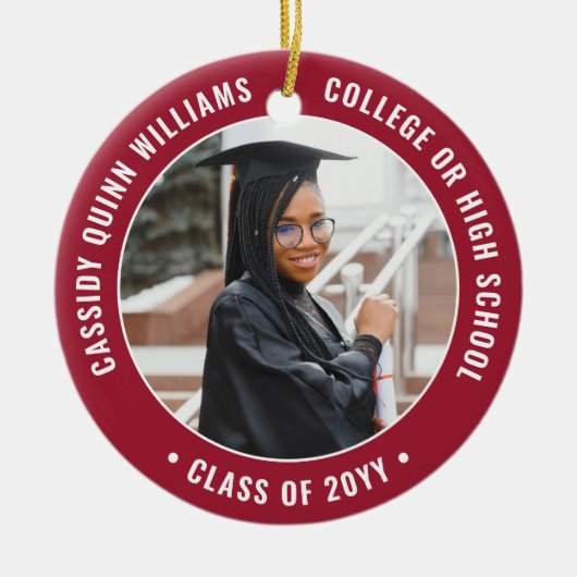 2 Foto Abschluss Elegant Modernes Rot und Weiß Keramik Ornament (Vorne)