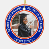 2 Foto Abschluss Elegante Moderne Orange und Blau Keramik Ornament (Vorne)