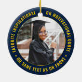 2 Foto Abschluss Elegante Navy Blue Gold Yellow Keramik Ornament (Hinten)