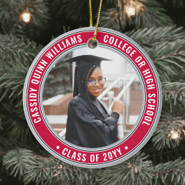 2 Foto Abschluss Elegantes Rotes Grau Schwarz & We Keramik Ornament