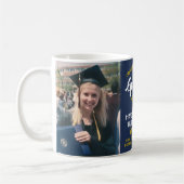 2 Foto Abschluss Glückwunsch Navy Blue Gold Yellow Kaffeetasse (Links)