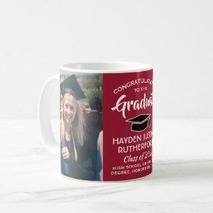 2 Foto Abschluss Glückwunsch Rot Weiß und Schwarz Kaffeetasse