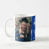 2 Foto Abschluss Glückwünsche Royal Blue und White Kaffeetasse (Links)