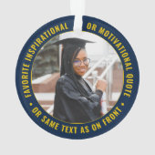 2 Foto Abschluss Modern Navy Blue Gold Yellow Ornament (Rückseite)