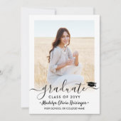 2 Foto Abschluss Modernes, einfaches Skript Elegan Einladung (Vorderseite)