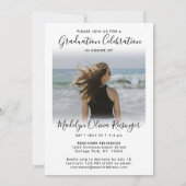 2 Foto Abschluss Modernes, einfaches Skript Elegan Einladung (Rückseite)