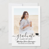 2 Foto Abschluss Modernes, einfaches Skript Elegan Einladung (Vorderseite)