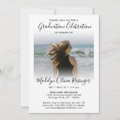 2 Foto Abschluss Modernes, einfaches Skript Elegan Einladung (Rückseite)