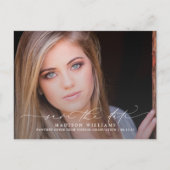 2 Foto Abschluss Modernes Skript Save the Date Ankündigungspostkarte (Vorderseite)