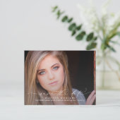 2 Foto Abschluss Modernes Skript Save the Date Ankündigungspostkarte (Stehend Vorderseite)