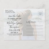 2 Foto Abschluss Modernes Skript Save the Date Ankündigungspostkarte (Rückseite)