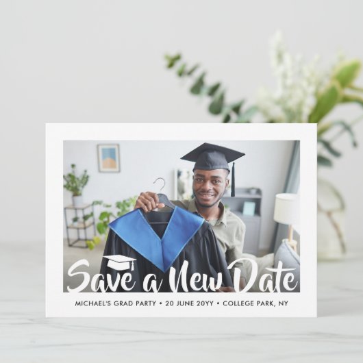 2 Foto Abschluss Update Neuer Plan Ändern des Datu Einladung (Stehend Vorderseite)