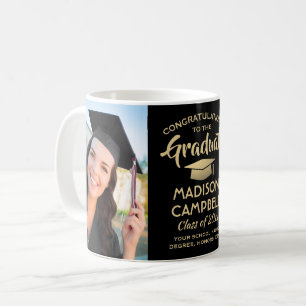 2 Foto Absolventen Gratulation Elegant Schwarz und Kaffeetasse