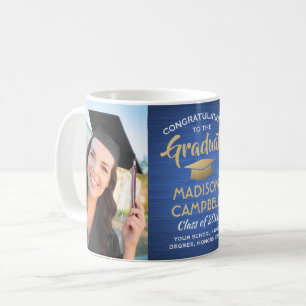 2 Foto Absolventenfeier Gebürstet Blau Gold und We Kaffeetasse