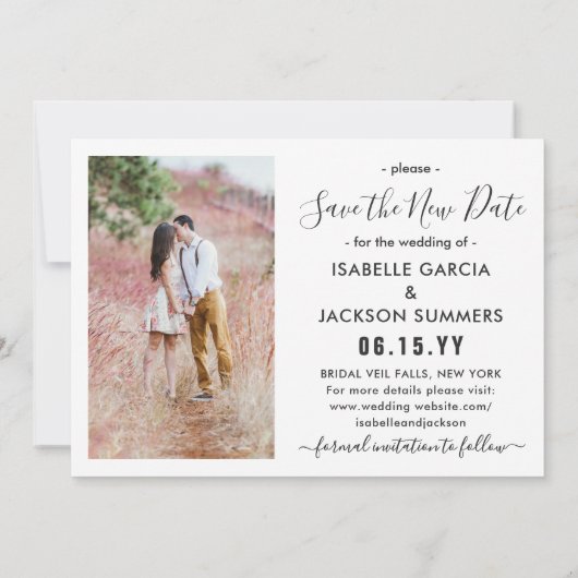 2 Foto Änderung von Plänen Hochzeit Neujahr Urlaub Save The Date (Rückseite)