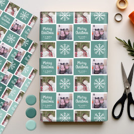 2 Foto Aquamarine Grüntöne - Frohe Weihnachtsschne Geschenkpapier Set