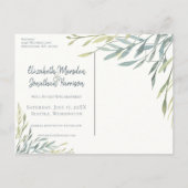 2 Foto Aquarellgrün Moderne Save the Date Ankündigungspostkarte (Rückseite)