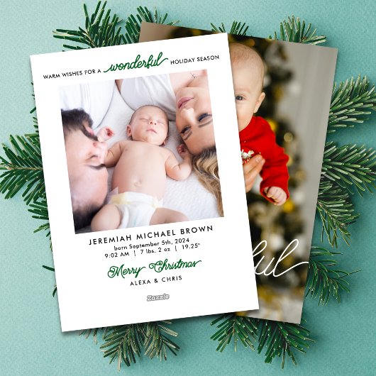 2 Foto Baby Ankündigung Wunderbares Leben Weihnach