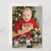 2 Foto Baby Ankündigung Wunderbares Leben Weihnach (Vorderseite)