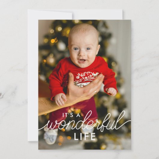 2 Foto Baby Ankündigung Wunderbares Leben Weihnach (Vorderseite)