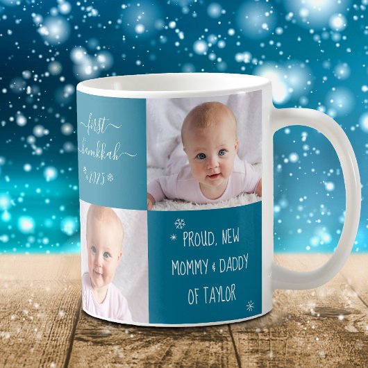 2 Foto Baby First Hanukkah Junge Mutter und Vater  Kaffeetasse