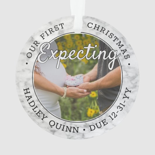 2 Foto Baby Ultrasound Neue Eltern Imitate Marmor Ornament (Rückseite)